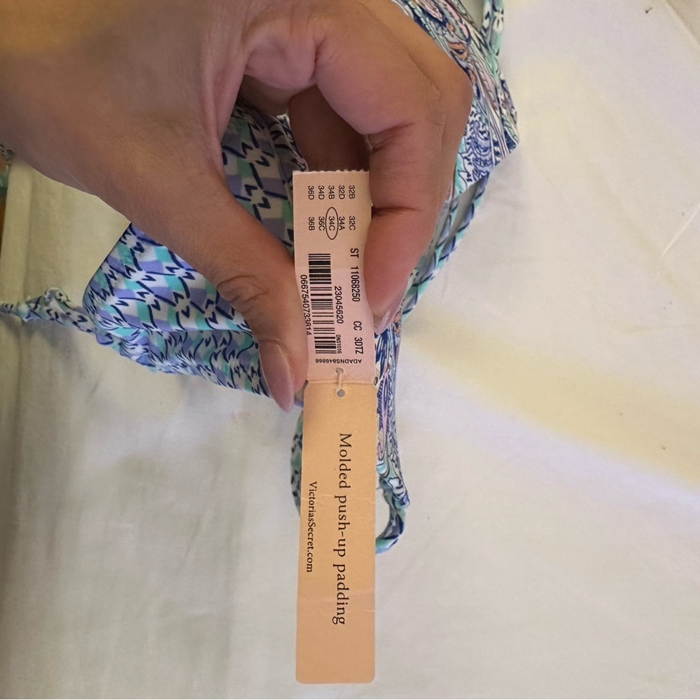 Victoria’s Secret The Gorgeous Bikini Top Strappy Tassel Blue Paisley 34C - Picture 5 of 5